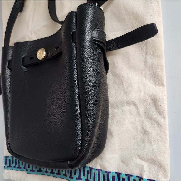 New! Tory Burch Romy Black Leather Crossbody Bag - Picture 4 of 8
